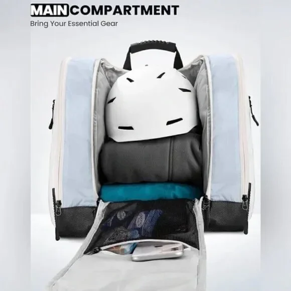 NWT 38L Ski Boot Bag, Boot Backpack with Waterproof Bottom for Ski Helmet